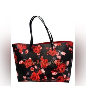 Victoria's Secret Black and Red Floral Tote